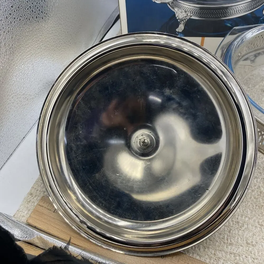 GODINGER SILVER ART COMPANY SILVER PLATED ROUND BUFFET SERVER 2 QUART